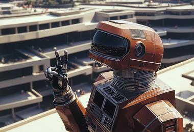 Futuristic Robot with Peace Sign