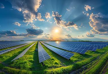 Renewable Energy Solar Farm at Sunrise_Sunset