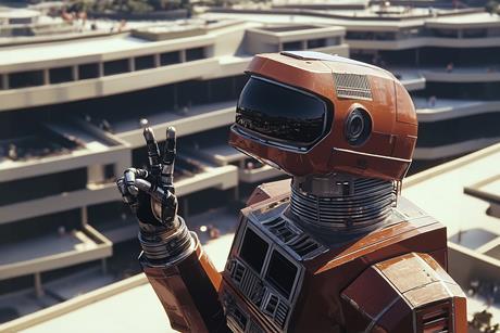 Futuristic Robot with Peace Sign