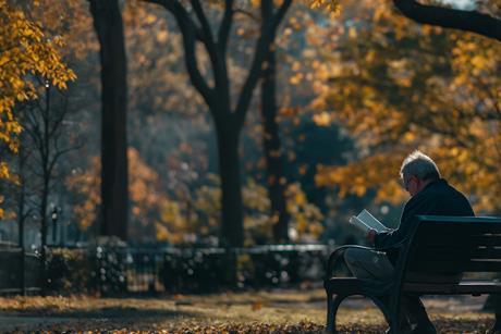 Solitary Reader in Autumn Park