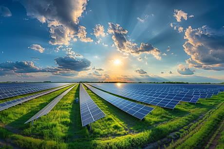 Renewable Energy Solar Farm at Sunrise_Sunset