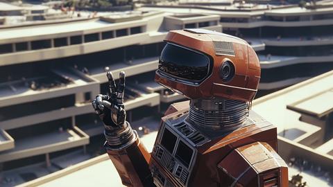 Futuristic Robot with Peace Sign
