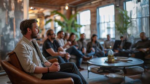 Attentive Professional in a Casual Communal Gathering