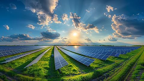 Renewable Energy Solar Farm at Sunrise_Sunset