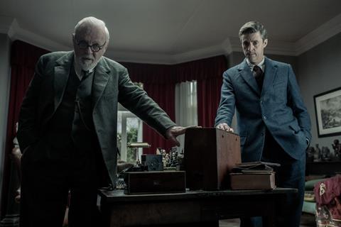 Anthony Hopkins as Sigmund Freud, Matthew Goode as C.S. Lewis in FREUD'S LAST SESSION, Photo credit Patrick Redmond, Photo courtesy of Sony Pictures Classics.